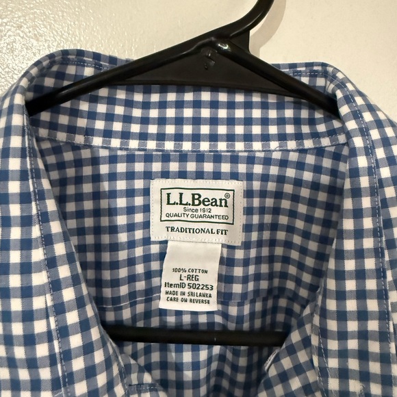 L.L. Bean Men's Blue and White Plaid Shirt - Picture 1 of 3